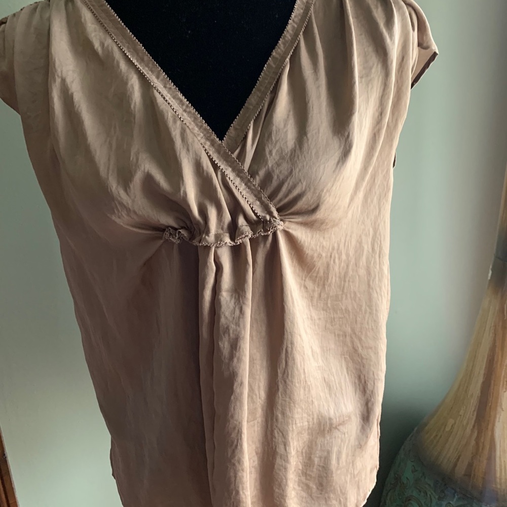 Talbots Tan V-Neck Top